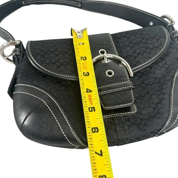 Coach 6818 SMALL Vintage Soho Black Leather and Signature C Canvas Shoulder Bag - Picture 7 of 16